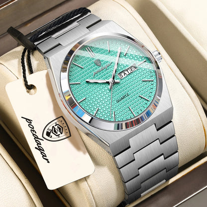 POEDAGAR 821 Reloj Hombre – Acero Inoxidable de Lujo con Fecha y Semana, Luminoso, Resistente al Agua