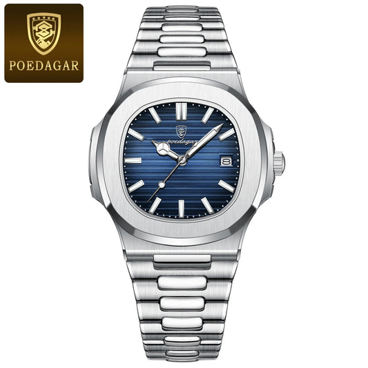 POEDAGAR 613-RG Reloj Hombre 2026 – Reloj de Acero Inoxidable Elegante con Fecha Automática, Luminoso, Resistente al Agua