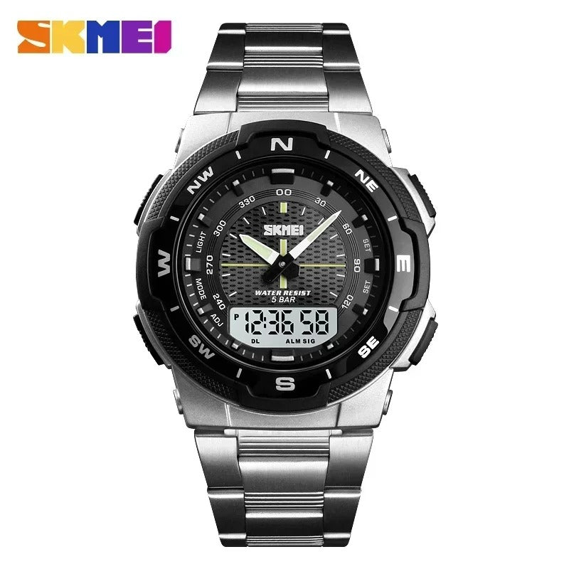 Reloj Dual Analógico-Digital Acero Inoxidable SKMEI 1370