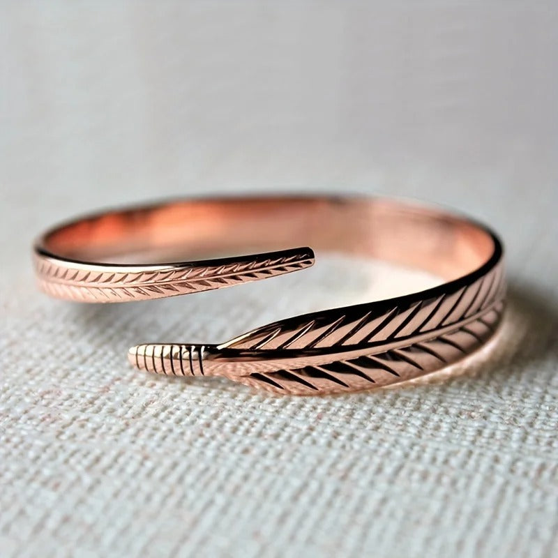 Brazalete Ala de Pluma de Cobre Vintage Unisex