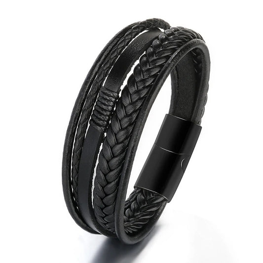 Pulsera Hombre Cuero Cruzado Vintage