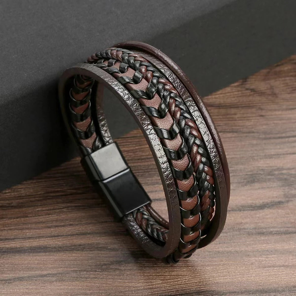 Pulsera Hombre Trenzada Vintage Multicapa