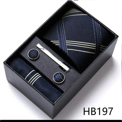 Set de Corbata VanGise para Hombre con Pañuelo, Gemelos y Clip