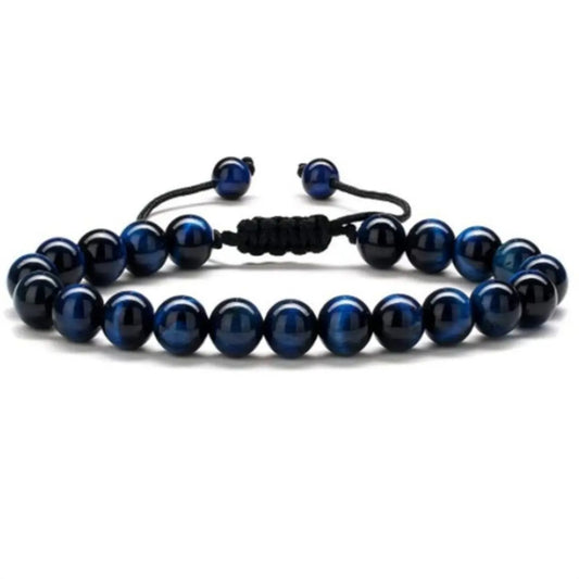 Pulsera Hombre - Piedra Lava y Ojo de Tigre 8mm