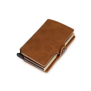 Tarjetero RFID Hombre Metal Cuero | Elegancia Segura Foucault Chile