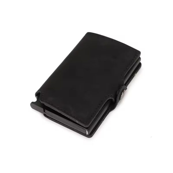 Tarjetero RFID Hombre Metal Cuero | Elegancia Segura Foucault Chile - Imagen 2
