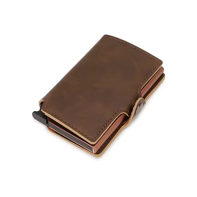 Tarjetero RFID Hombre Metal Cuero | Elegancia Segura Foucault Chile - Imagen 3