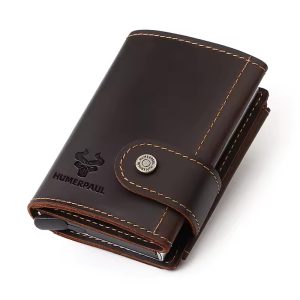 Cartera Cuero Genuino Hombre con Cerrojo | Estilo Clásico Foucault Sur de Chile