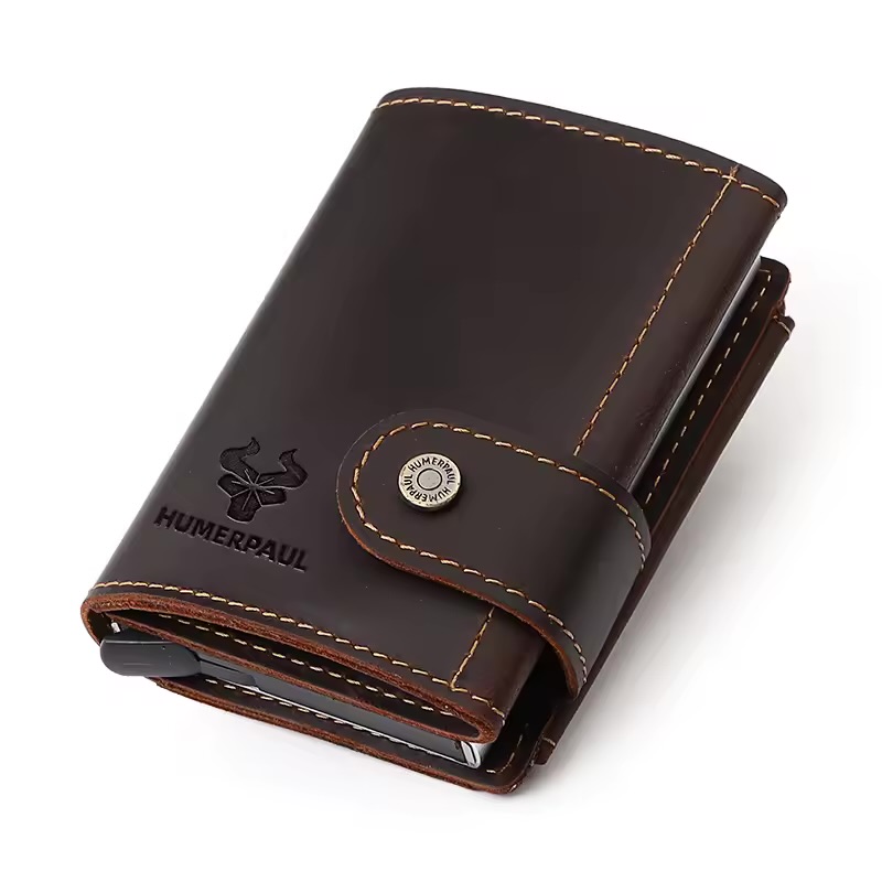 Cartera Cuero Genuino Hombre con Cerrojo | Estilo Clásico Foucault Sur de Chile