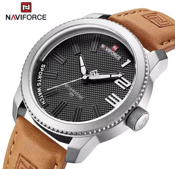 Reloj Hombre NAVIFORCE NF9202 Cuero y Goma Militar | Relojería Foucault Valdivia