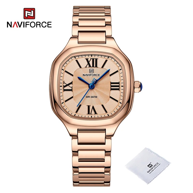 Reloj Mujer NAVIFORCE NF5042 Acero Inoxidable | Cuarzo Cuadrado Elegante – Foucault Chile - Imagen 5