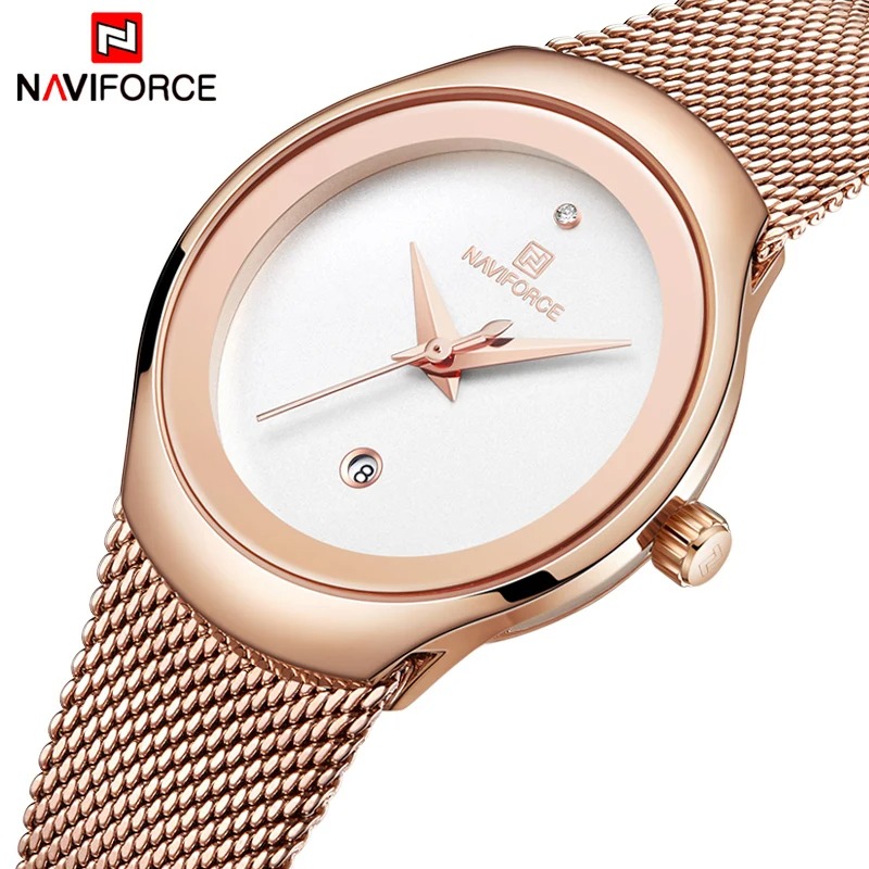 Reloj Mujer NAVIFORCE NF5004 Acero Inoxidable | Cuarzo Minimal con Fecha – Foucault Chile - Imagen 2