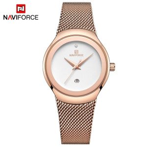 Reloj Mujer NAVIFORCE NF5004 Acero Inoxidable | Cuarzo Minimal con Fecha – Foucault Chile