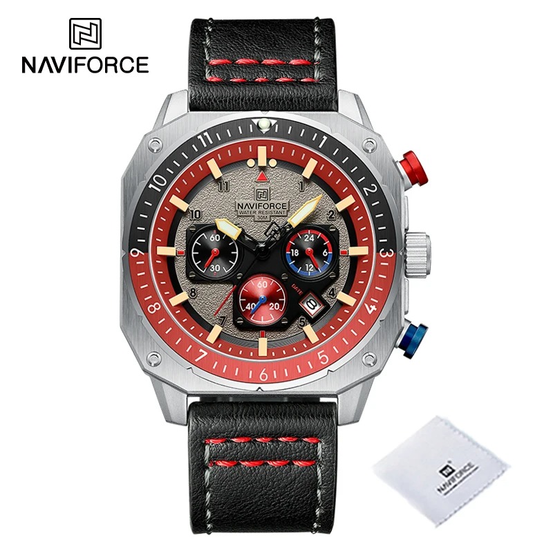 Reloj Hombre NAVIFORCE NF8057 Cronógrafo Cuero | Cuarzo Casual Elegante – Foucault Chile - Imagen 2